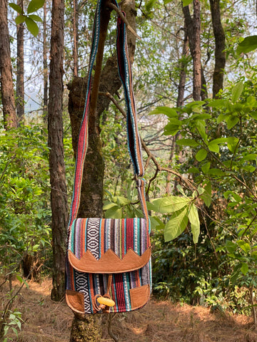 Hemp Messenger Leather Linen Bag - FWOSI